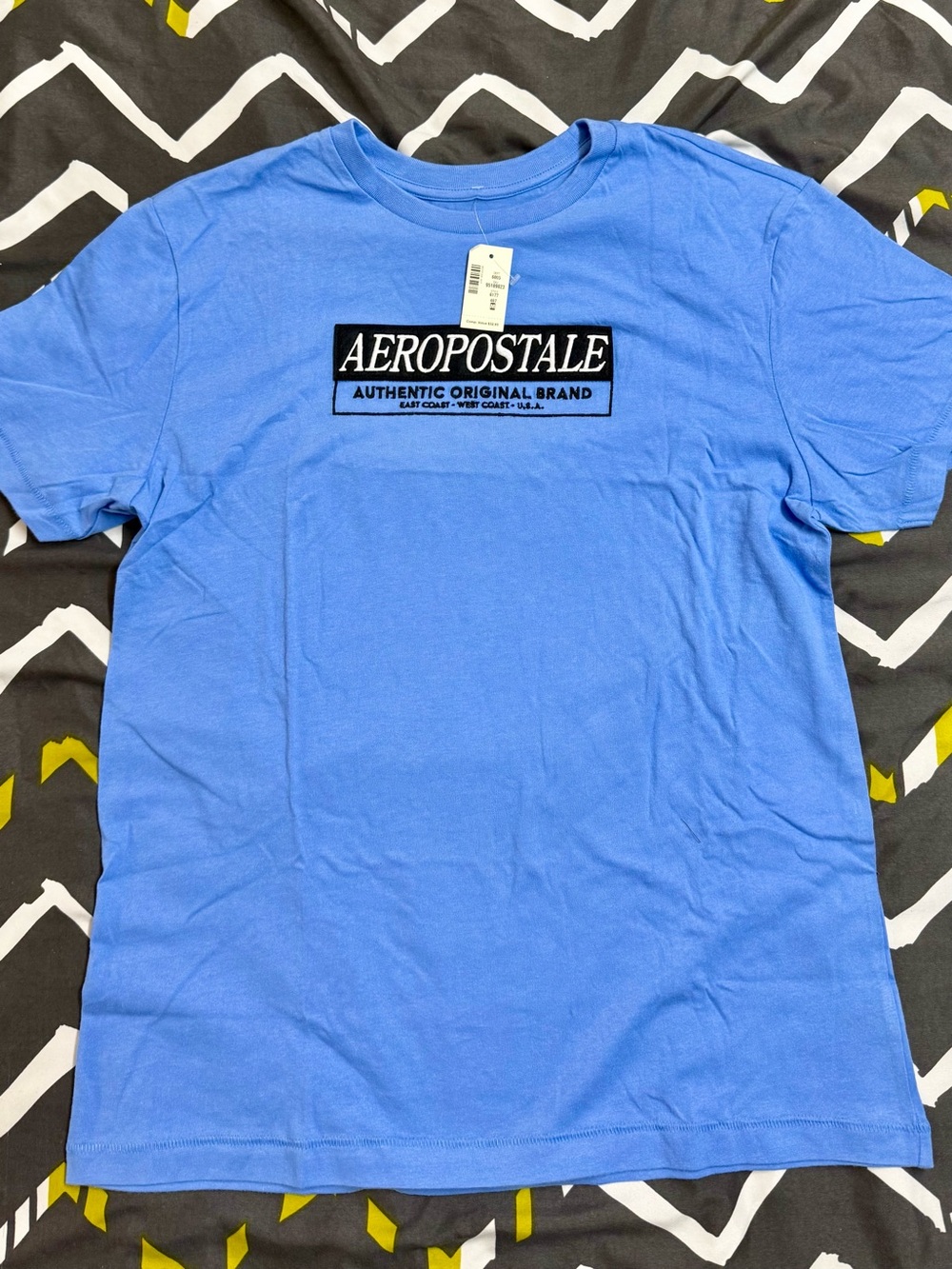 Aeropostale Men's Sky Blue Logo Crew Tee